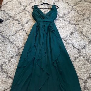 Ruffle Chiffon Emerald Green Bridesmaid Dress